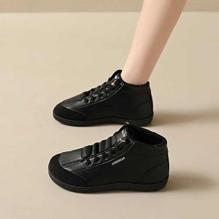 Women’s High-Top Closed Leather Barefoot Shoes - Wide Toe, Durable, Functional Slip-On Walking Shoes for Everyday Use, Back to School, Everyday Shoes