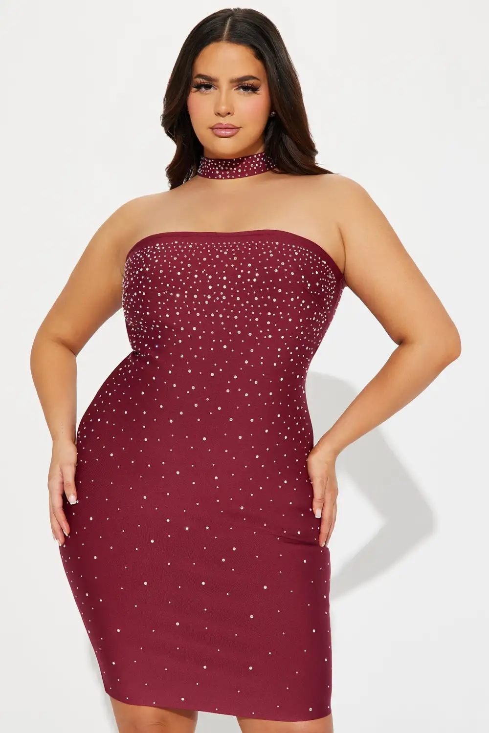 Shine Bright Bandage Mini Dress - Wine