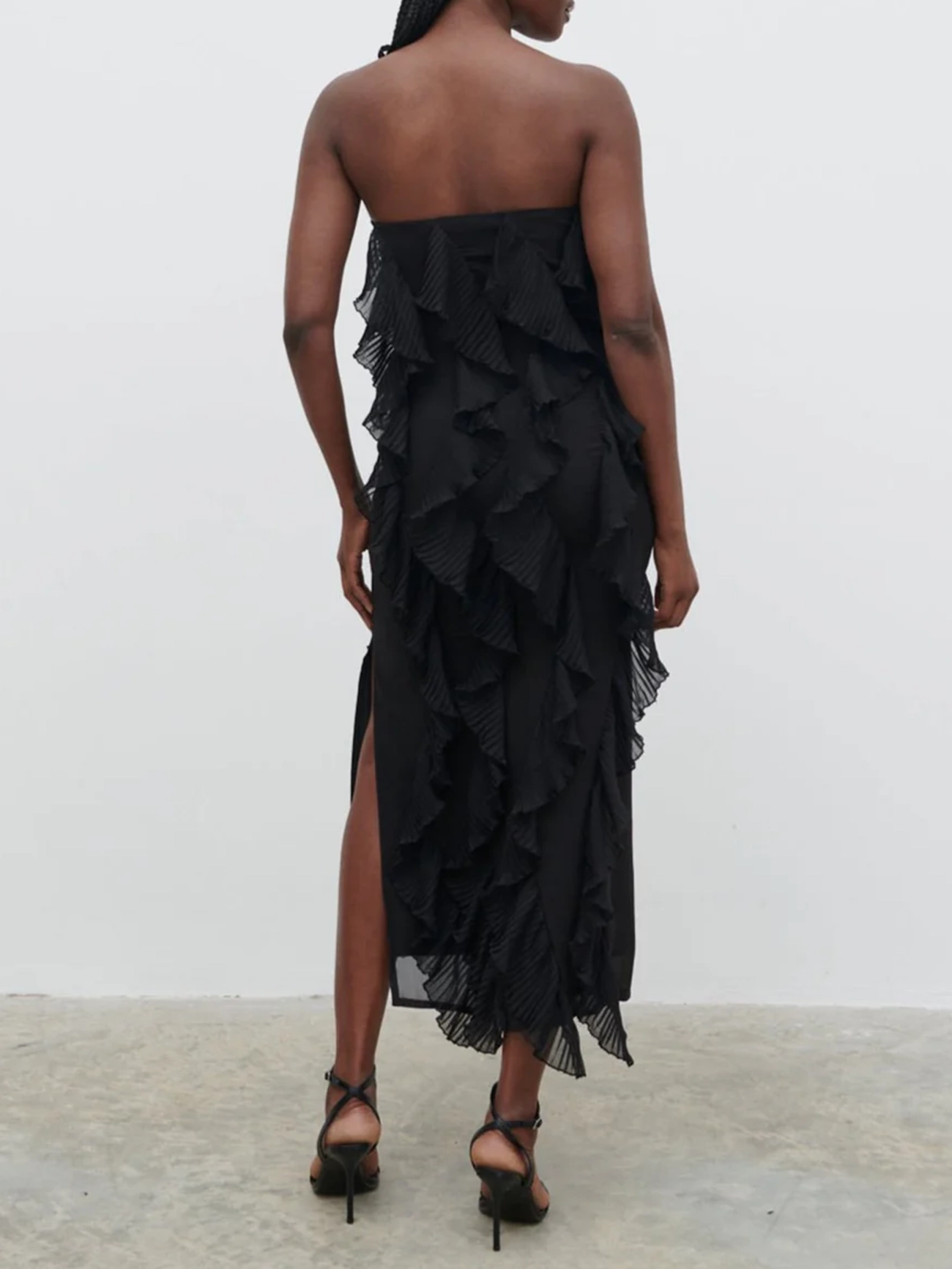 Bandeau Ruffle Midi Dress