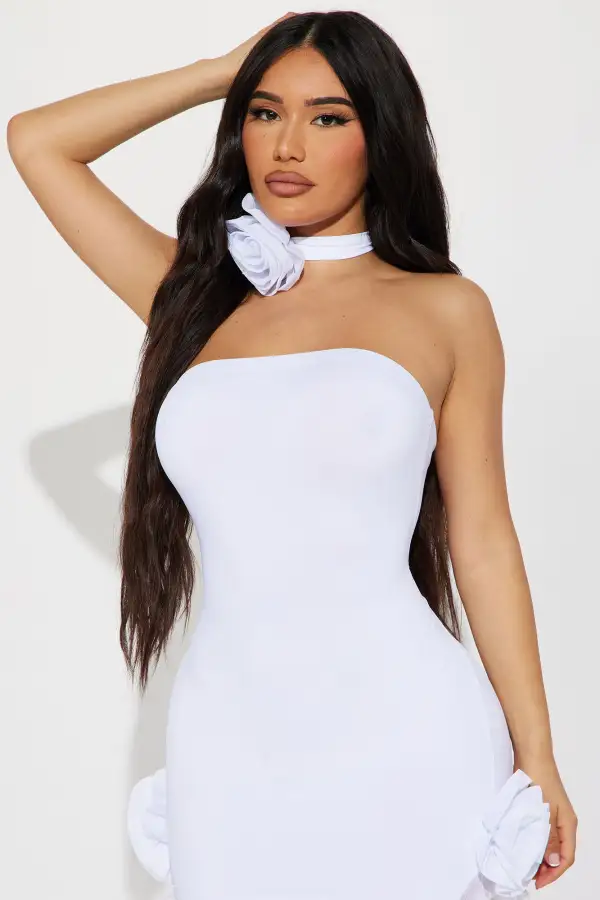 Jules Ruffle Midi Dress - White