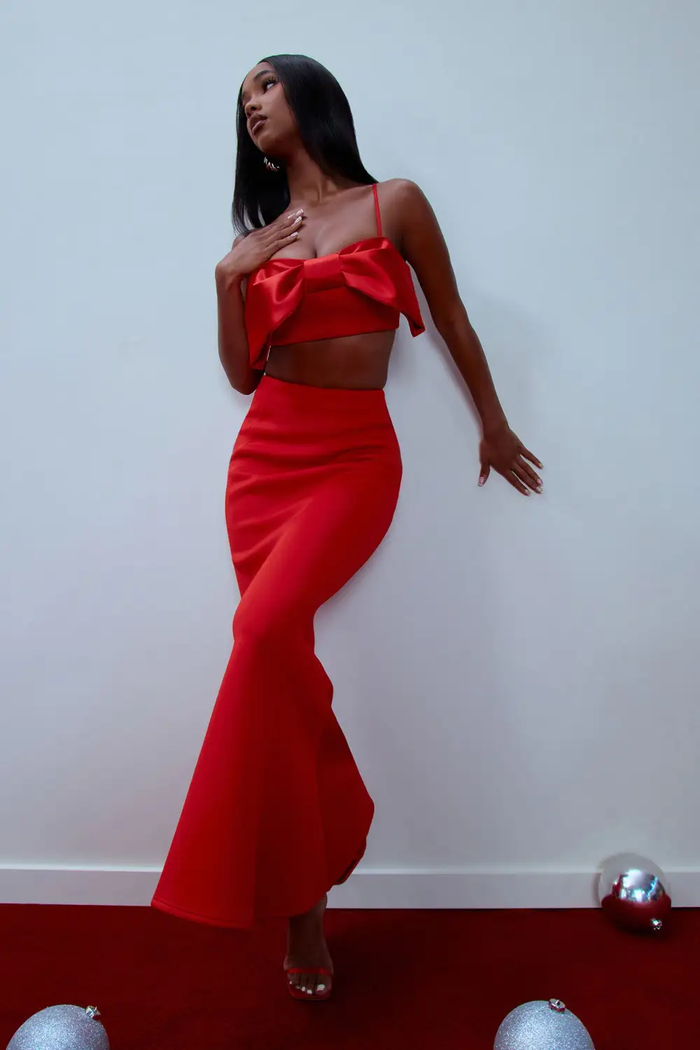 Sipping Fine Wine Skirt Set - Red