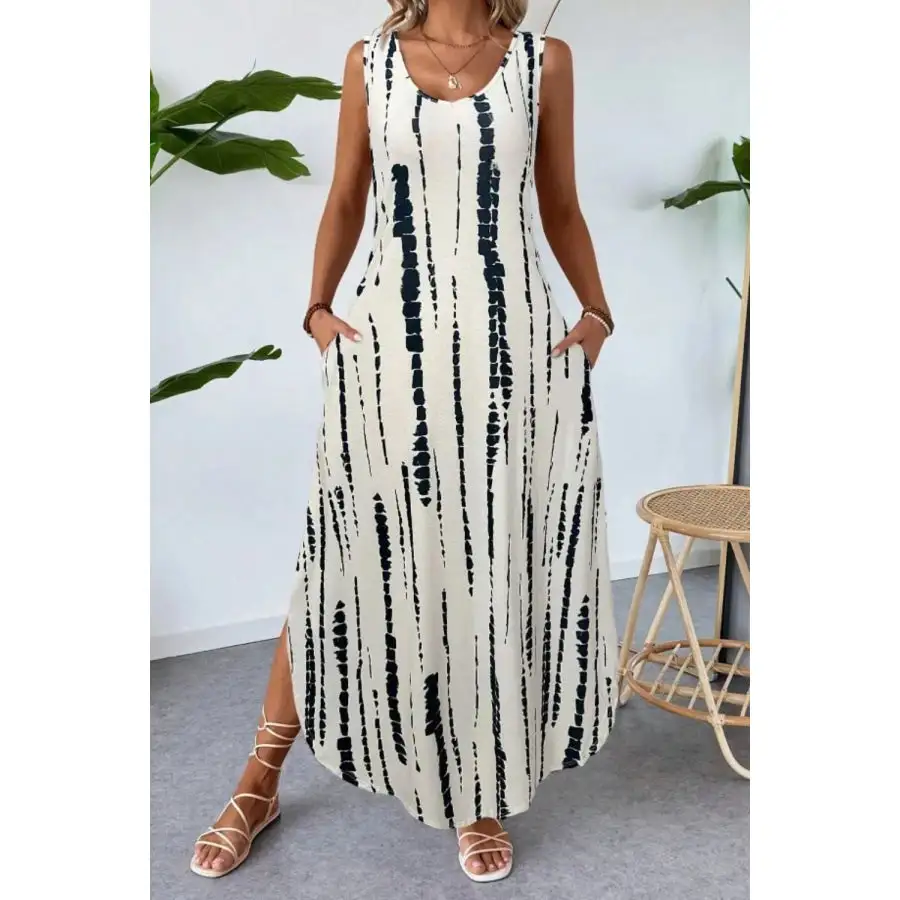 Scoop Neck Sleeveless Dress with Pockets