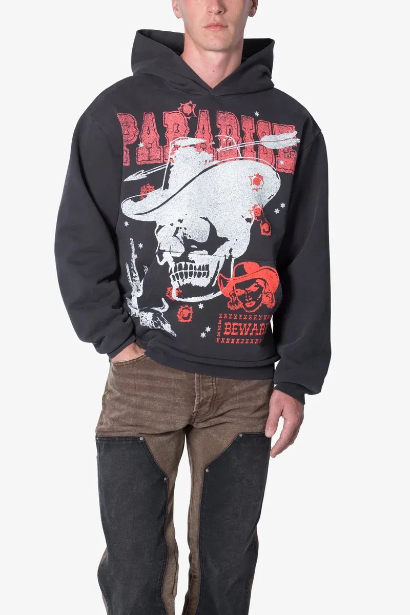 DARK GRAY SKULL GRAPHIC HOODIE