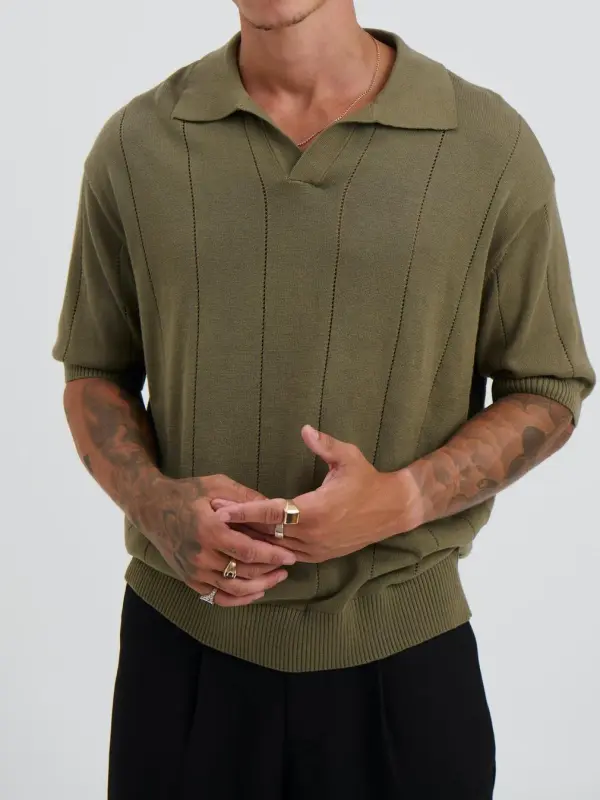 Casual Soft And Comfortable Khaki Polo Shirt
