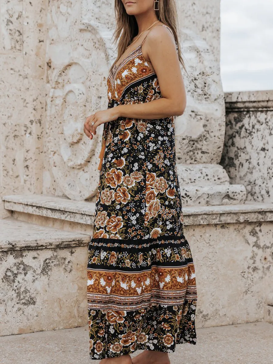 Sexy Bohemian halter print dress