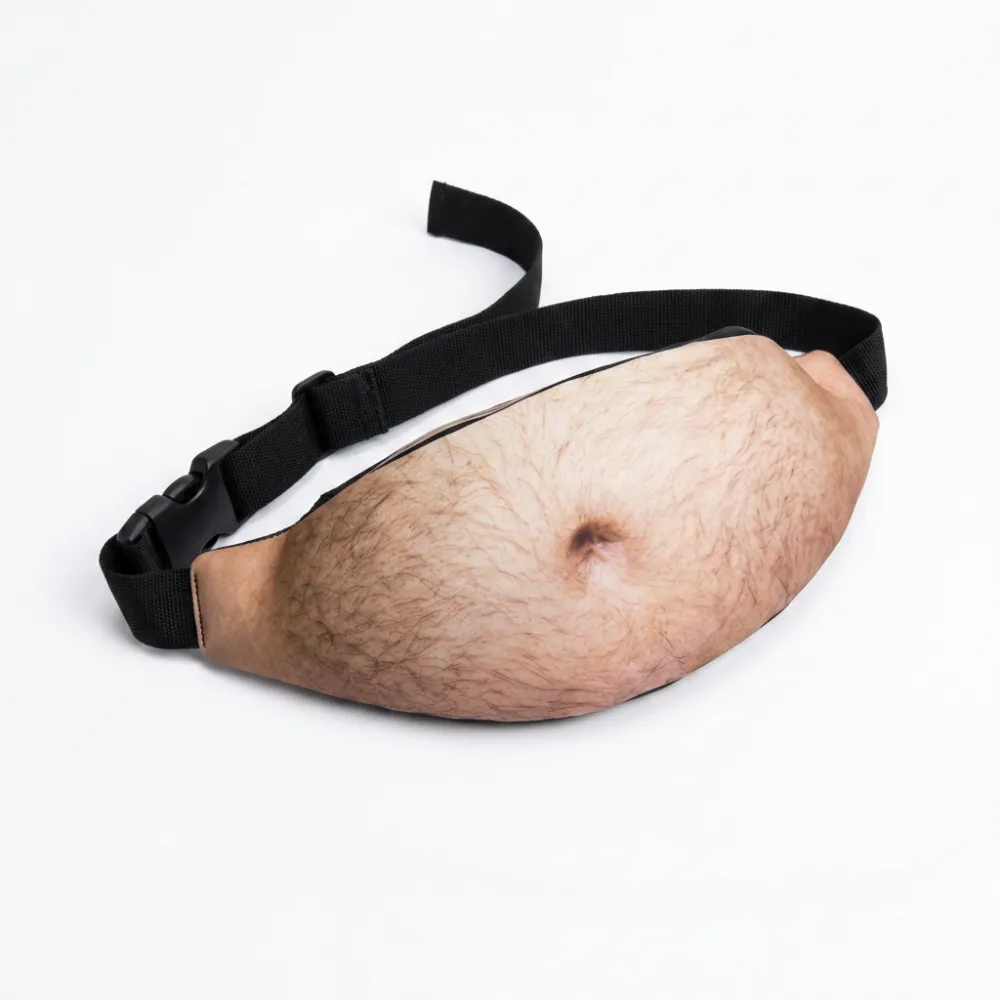 TikTok Viral Dad Bod Fanny Pack Novelty 3D Beer Belly Waist Bag Anti-Harassment Design