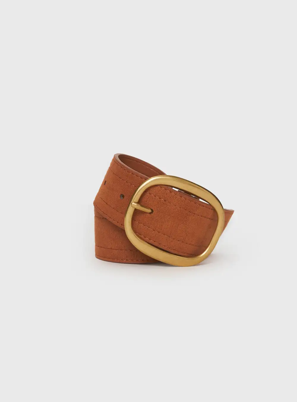Tonal Buckle Suede-Like Belt