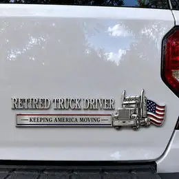 Retired Truck Driver Car Emblem Badge