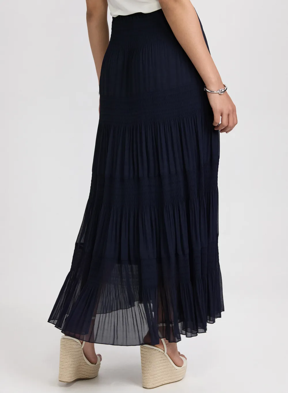 Tulle Pleated Maxi Skirt