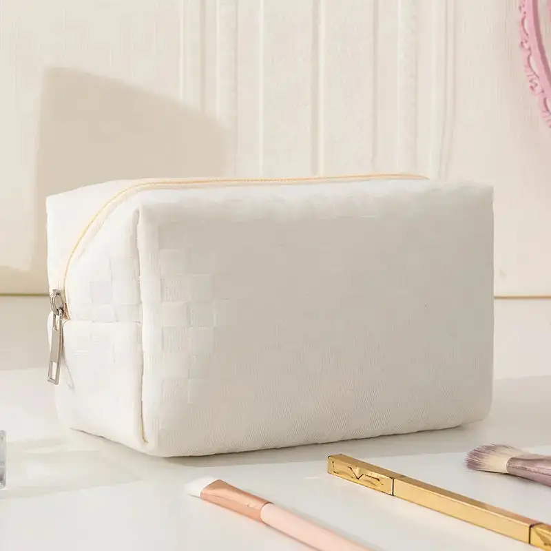 Small Plaid Fabric Makeup Bag