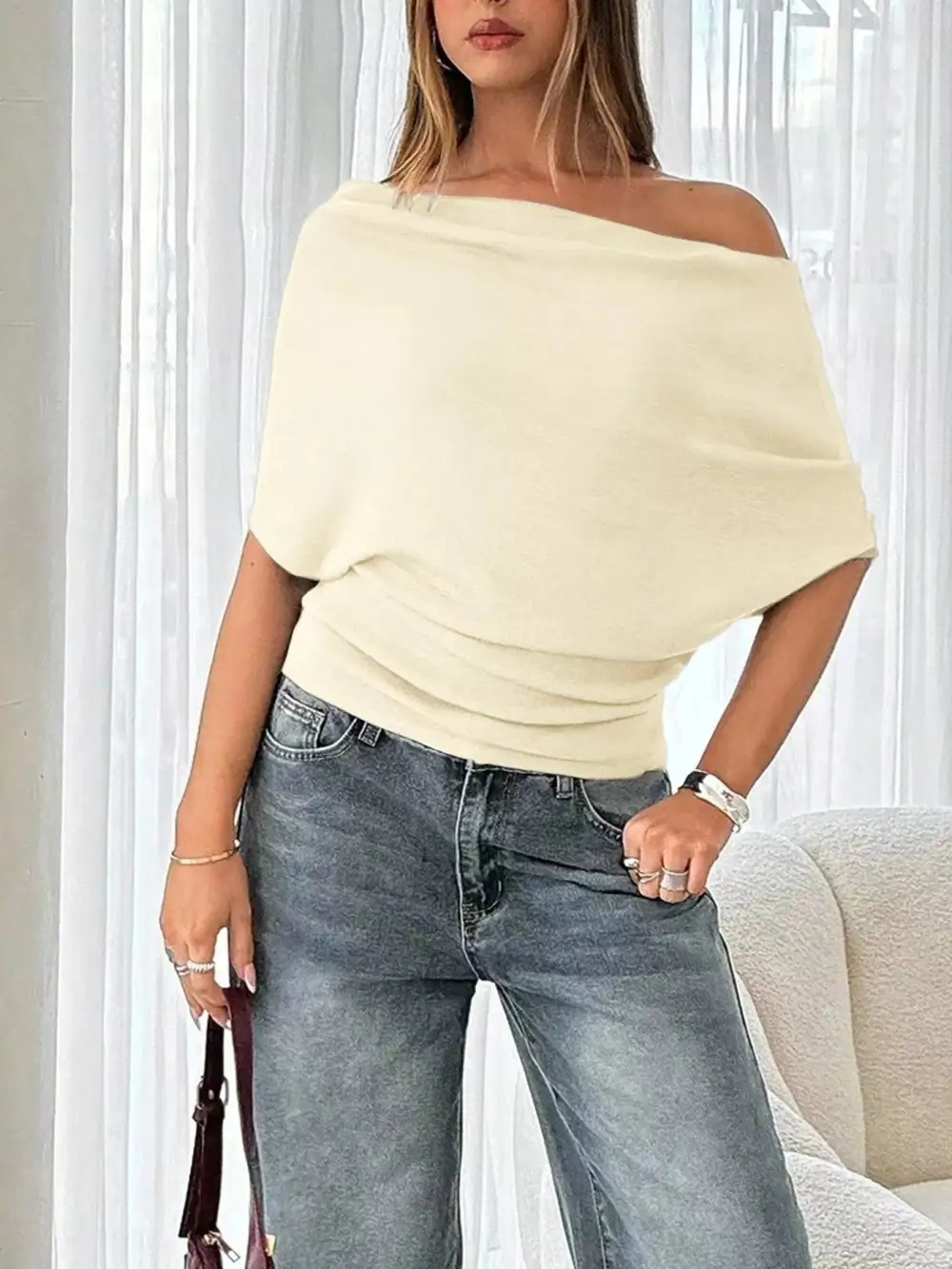 Shoulder Ruched T-Shirt
