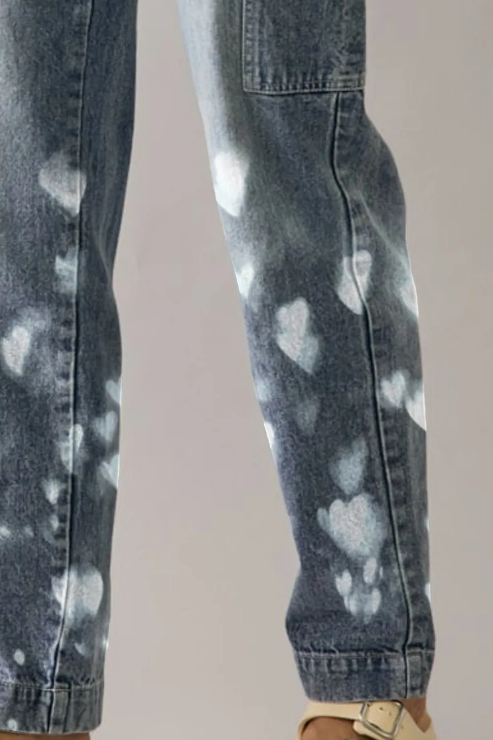 Jen Mid Rise Straight Leg Cargo Denim Jeans