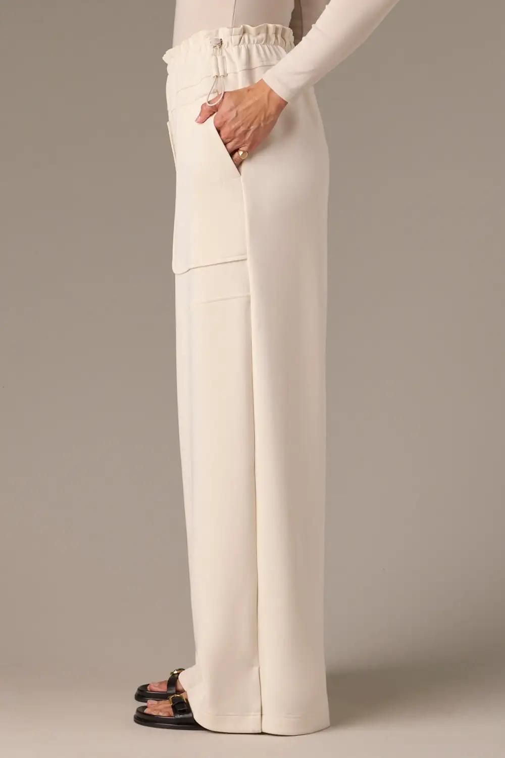 Petite Pull-On Side Slit Wide Leg Pants