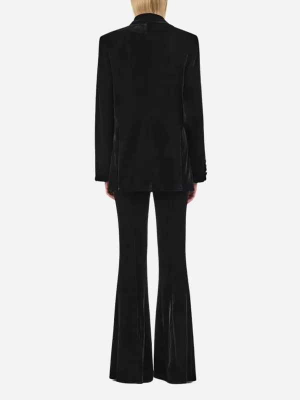 Velvet Plain Long Sleeve Blazer