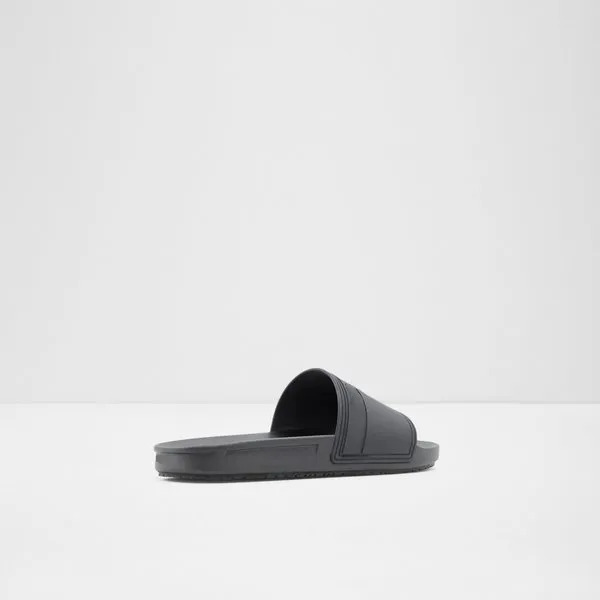 Black Synthetic Rubber Thick-soled Synthetic Leather Flip Flops