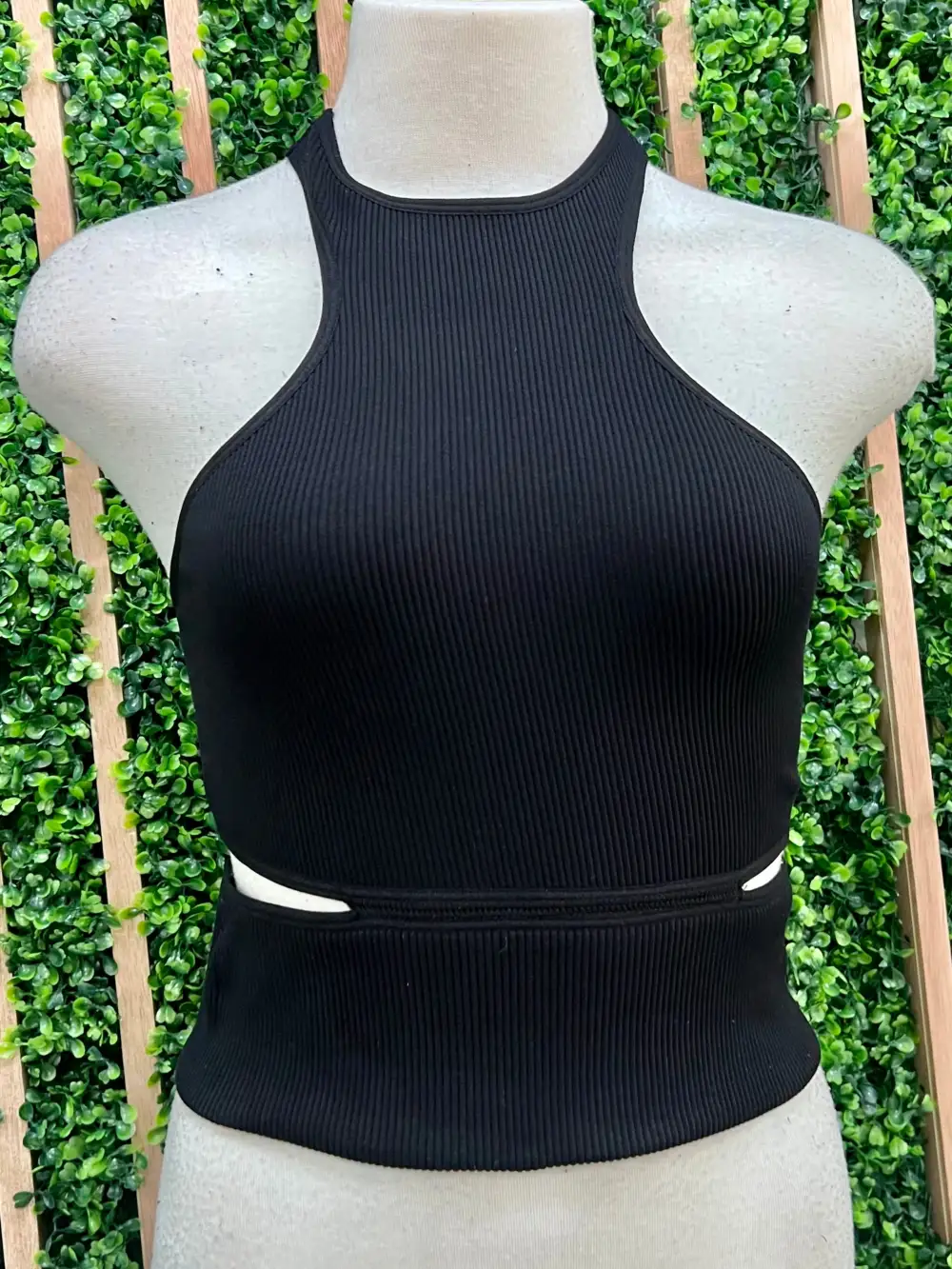 Sleeveless Ribbed Cutout Waist Top