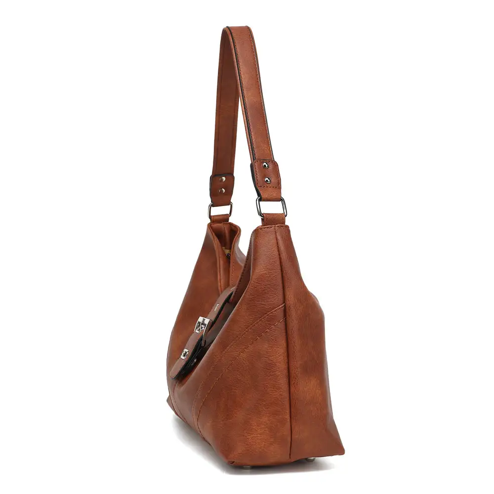 Buckle Slouchy Hobo Bag