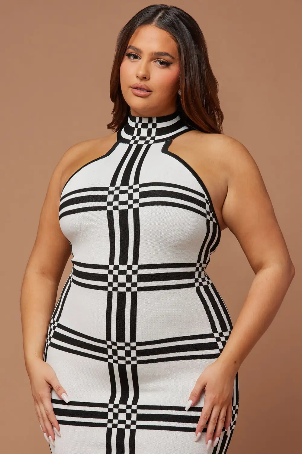 Donna Knit Midi Dress - White/Black