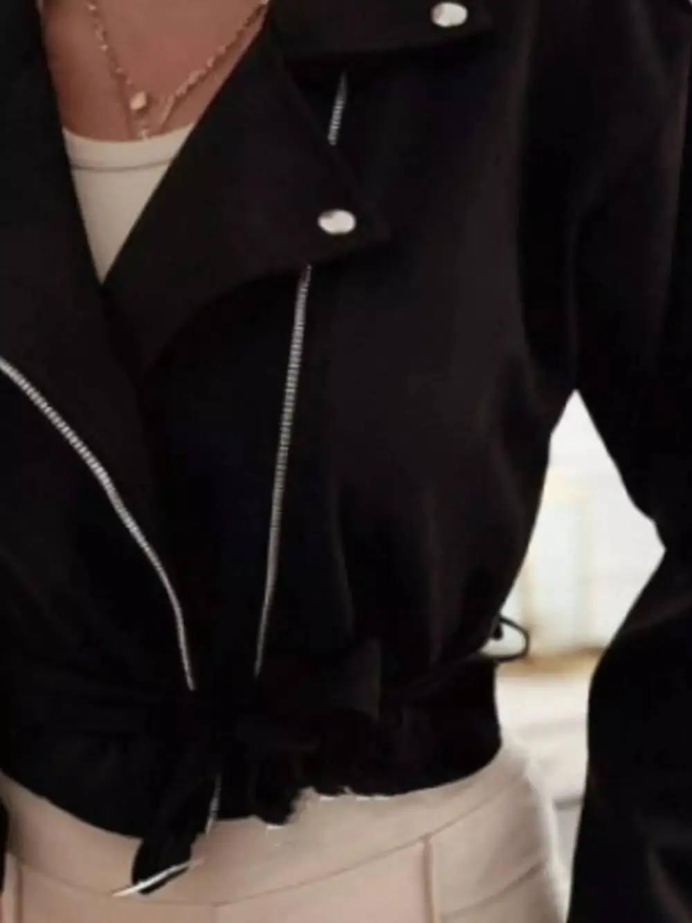 Zip Up Cropped Jacket Comfortable Layering Top