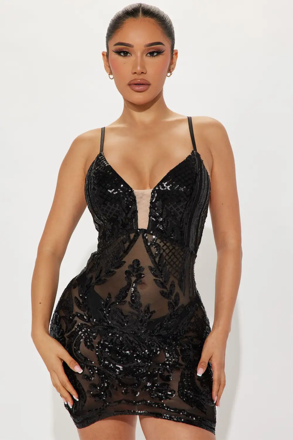 Strut Sequin Mini Dress - Black