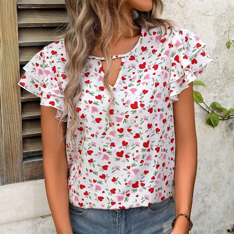 Red Printed Short Sleeve Tee