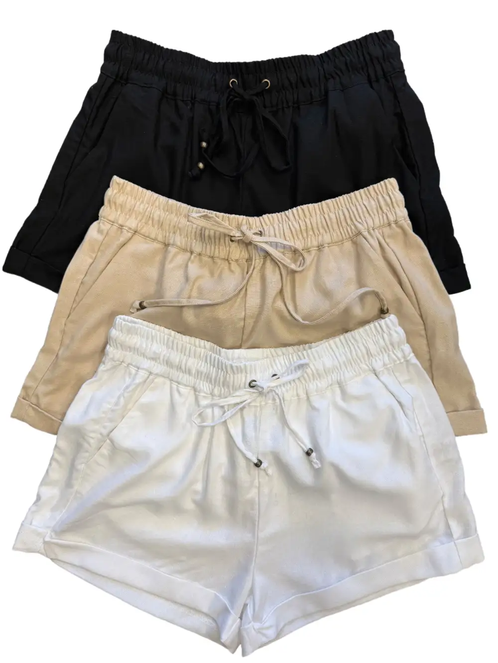 Roomy Drawstring Linen Blend Casual Shorts