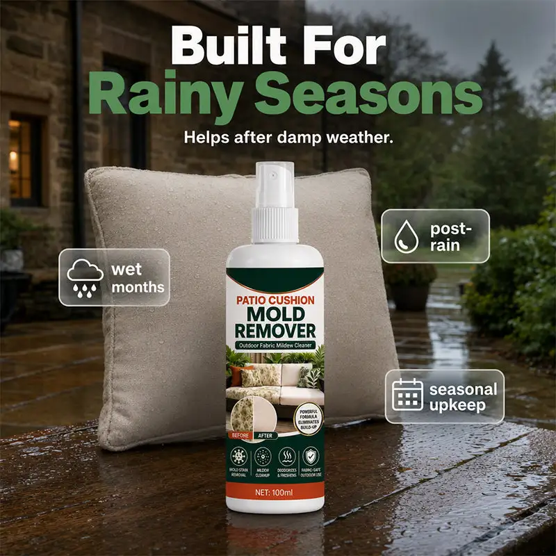 Patio Cushion Mold Remover Spray, Powerful Mildew Stain Cleaner, Quick Mold & Mildew Stain Removal Spray Safe for Outdoor Fabric Cushions, Patio Furniture Upholstery Cleaning Solution
