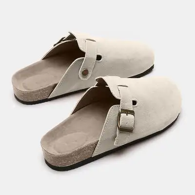 Buckle Suede Slides