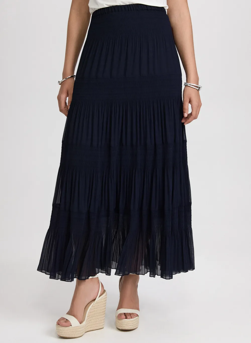 Tulle Pleated Maxi Skirt