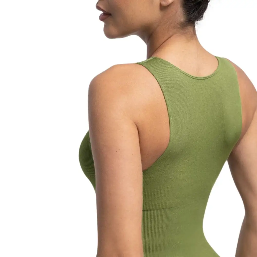Ribbed Zip Front Sleeveless Bodysuit