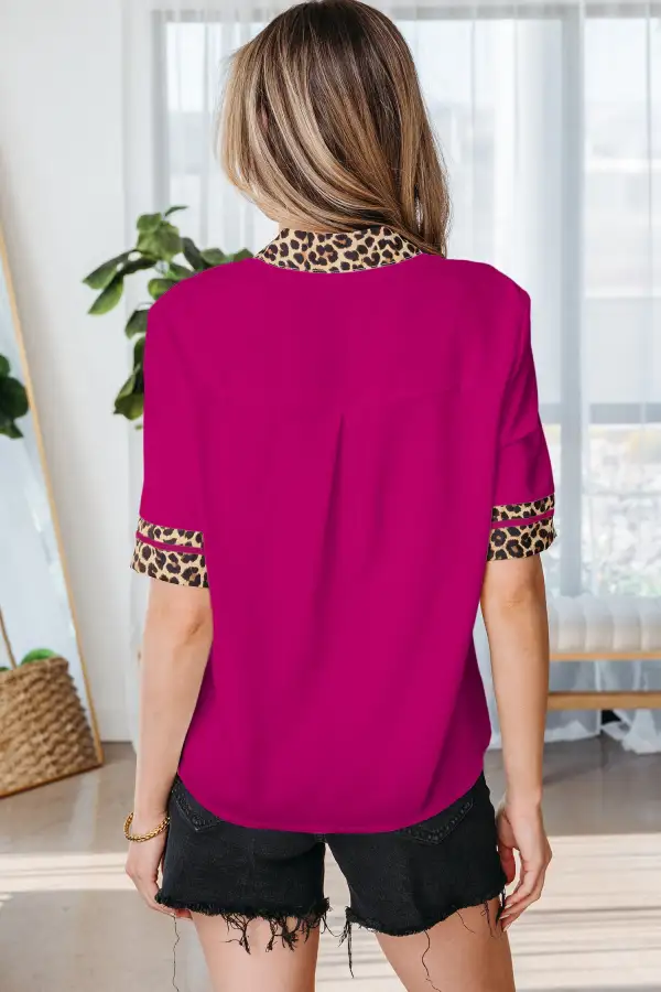 Modern Short Sleeve Patchwork Blouse