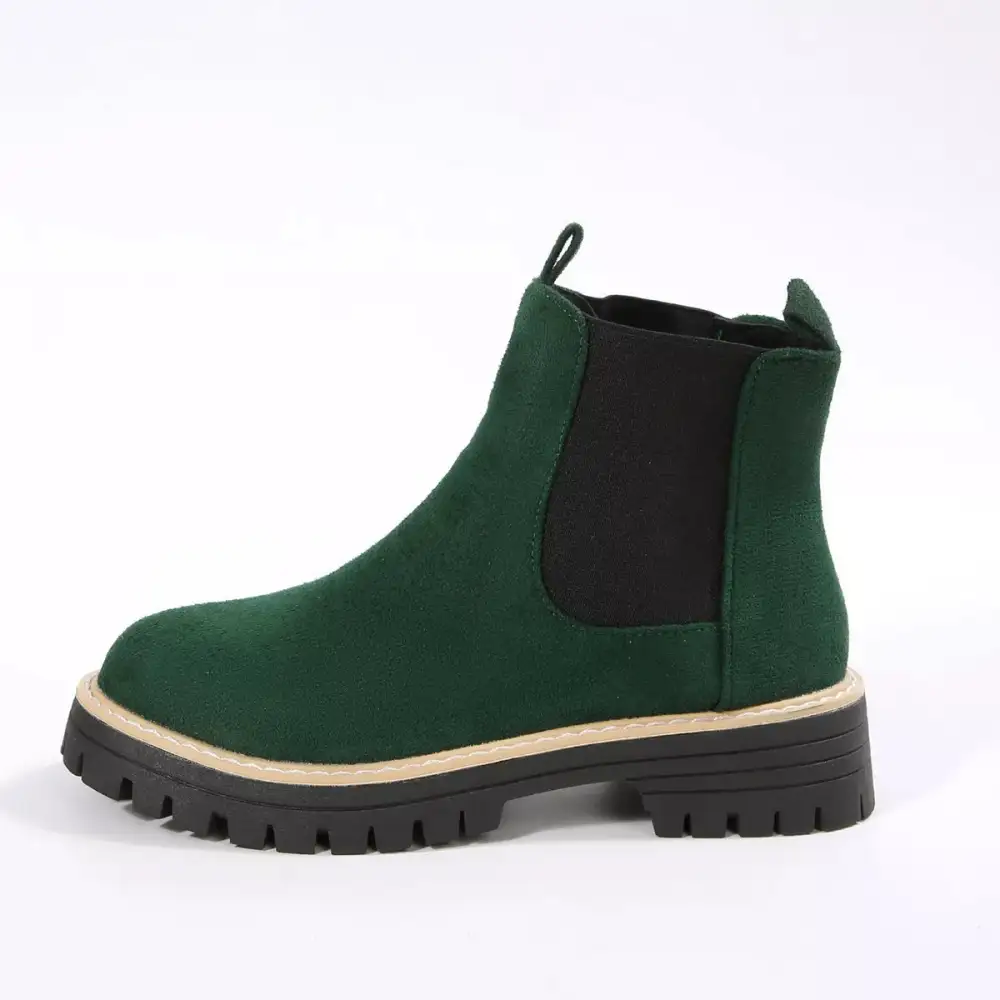Modern Round Toe Block Heel Boots