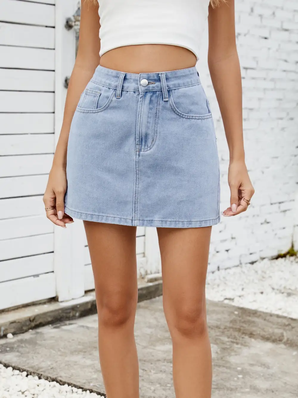Solid Mini Denim Moni Skirt