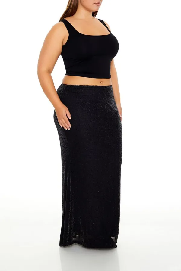Plus Size Glitter Mermaid Maxi Skirt