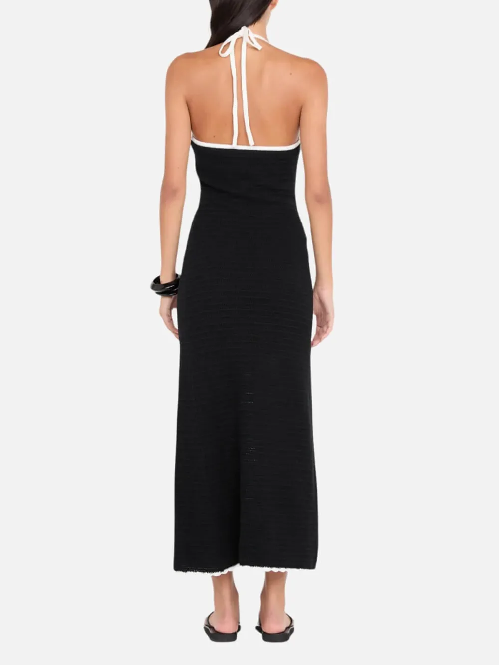 Contrast Halter Neck Ankle Dress