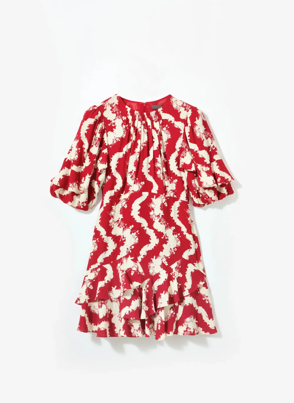 Casual Style Red Wavy Print Mini Dress