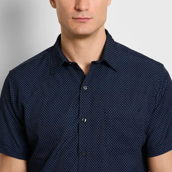 Gate Pattern Short Sleeve Camp Shirt