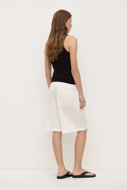 White Longline Poplin Short