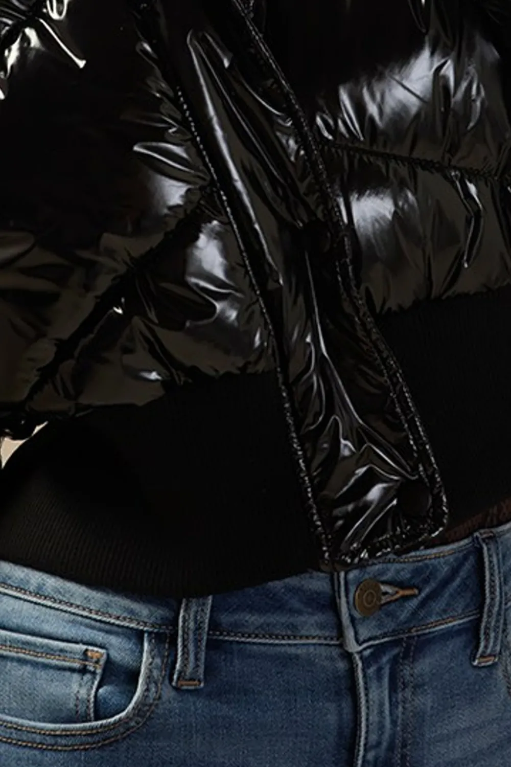 Black Puffer Shiny Jacket