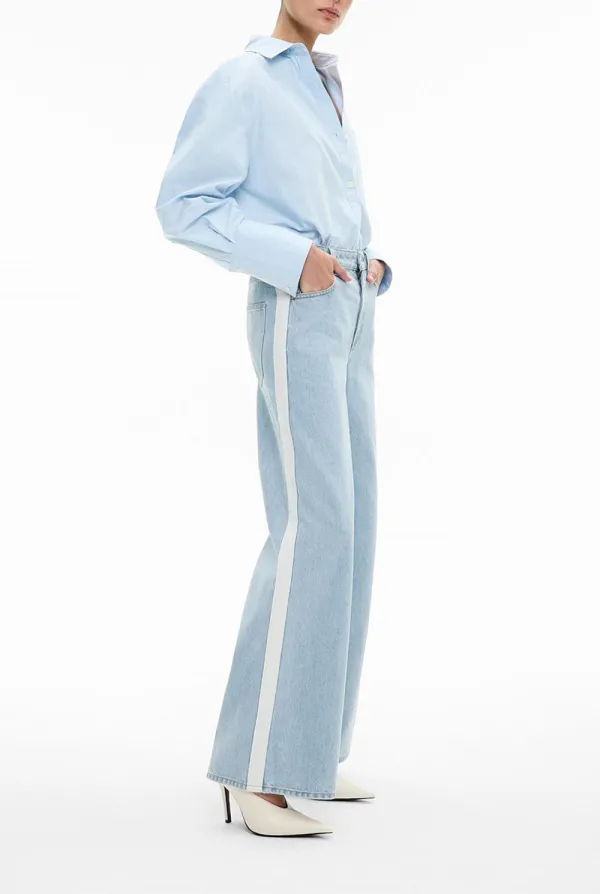 Side-Striped Denim Long Pants