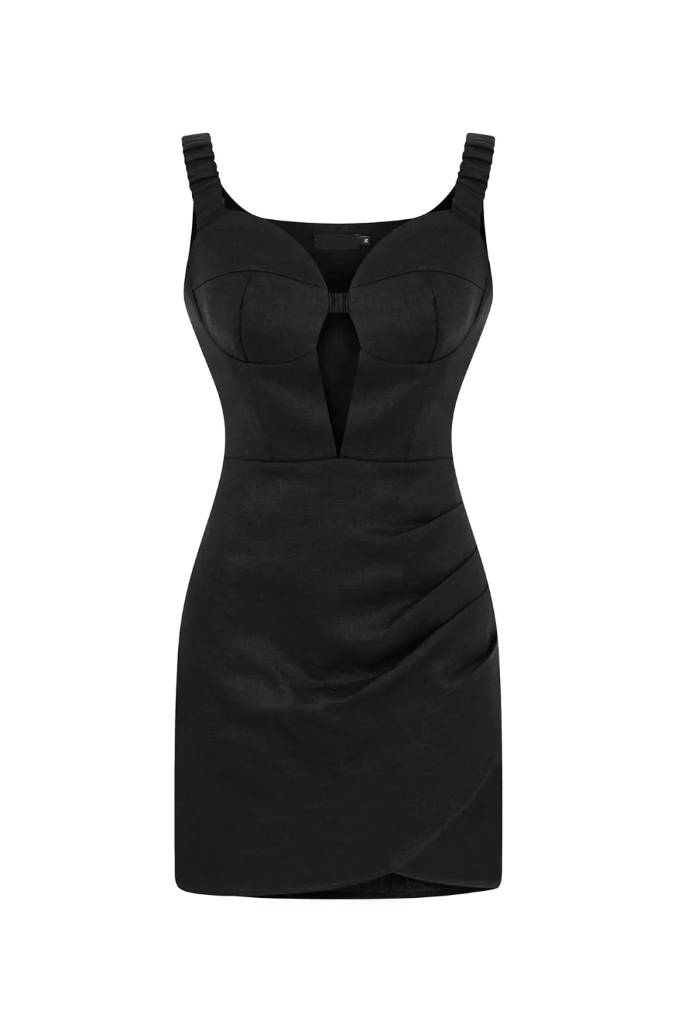 Straight Neck Mini Dress-White