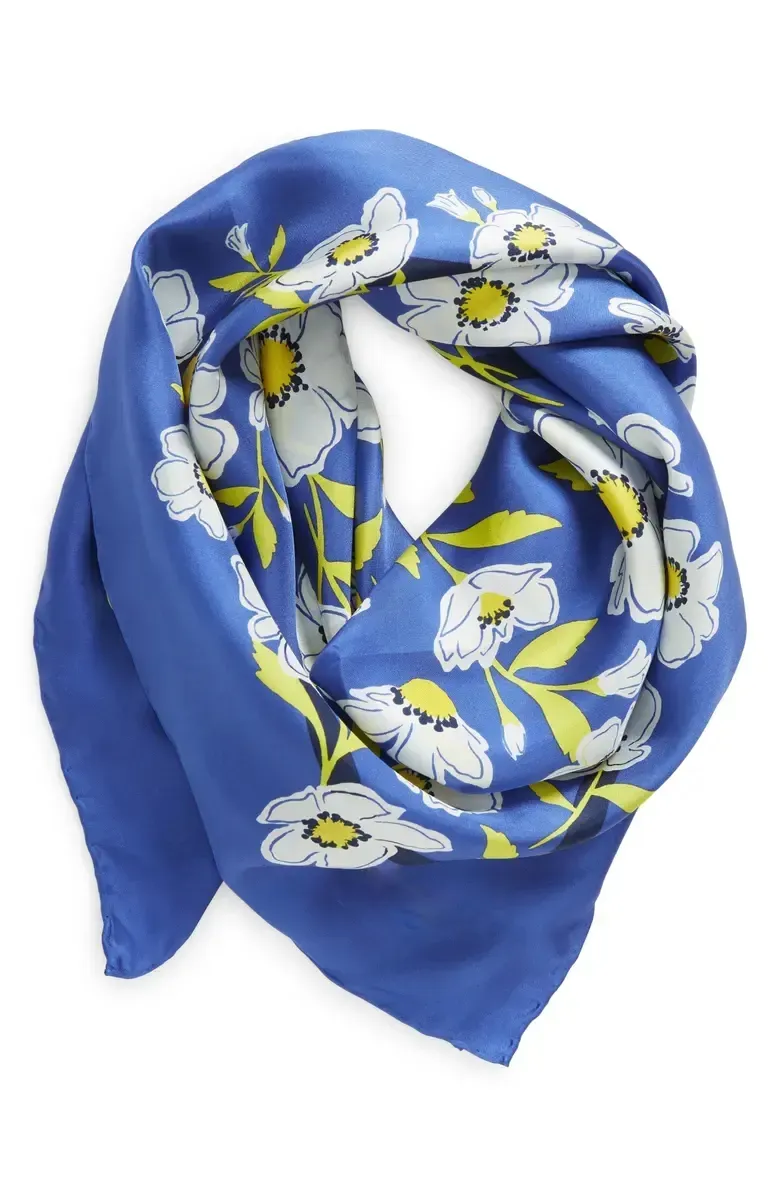 SUNSHINE FLORAL SILK SQUARE SCARF