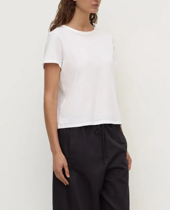 White Lightweight Cropped Cotton Tee