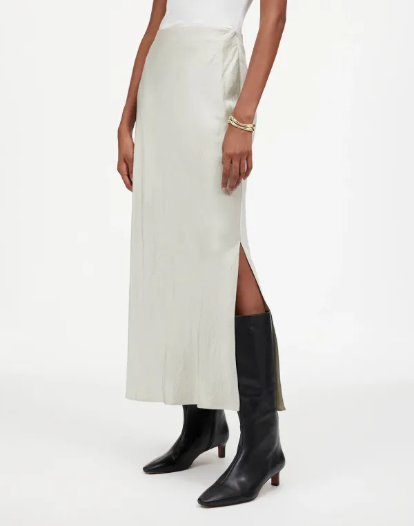 Light Grey Satin Maxi Slip Skirt