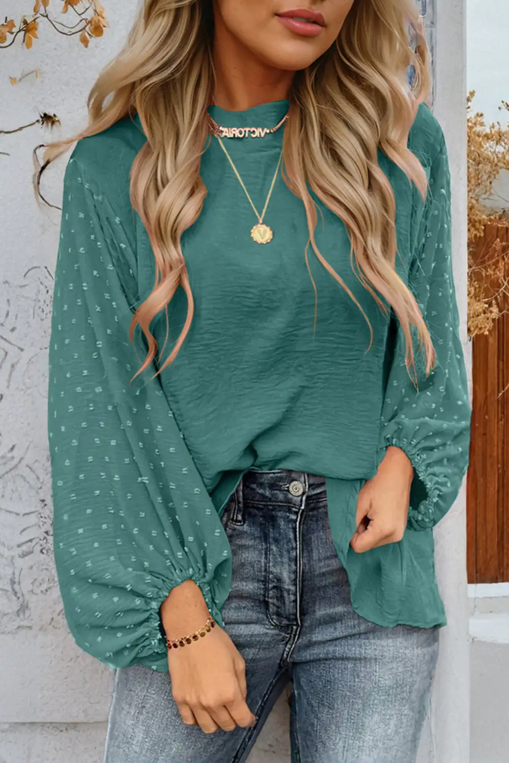 Relaxed Fit Swiss Dot Dot Print Blouse