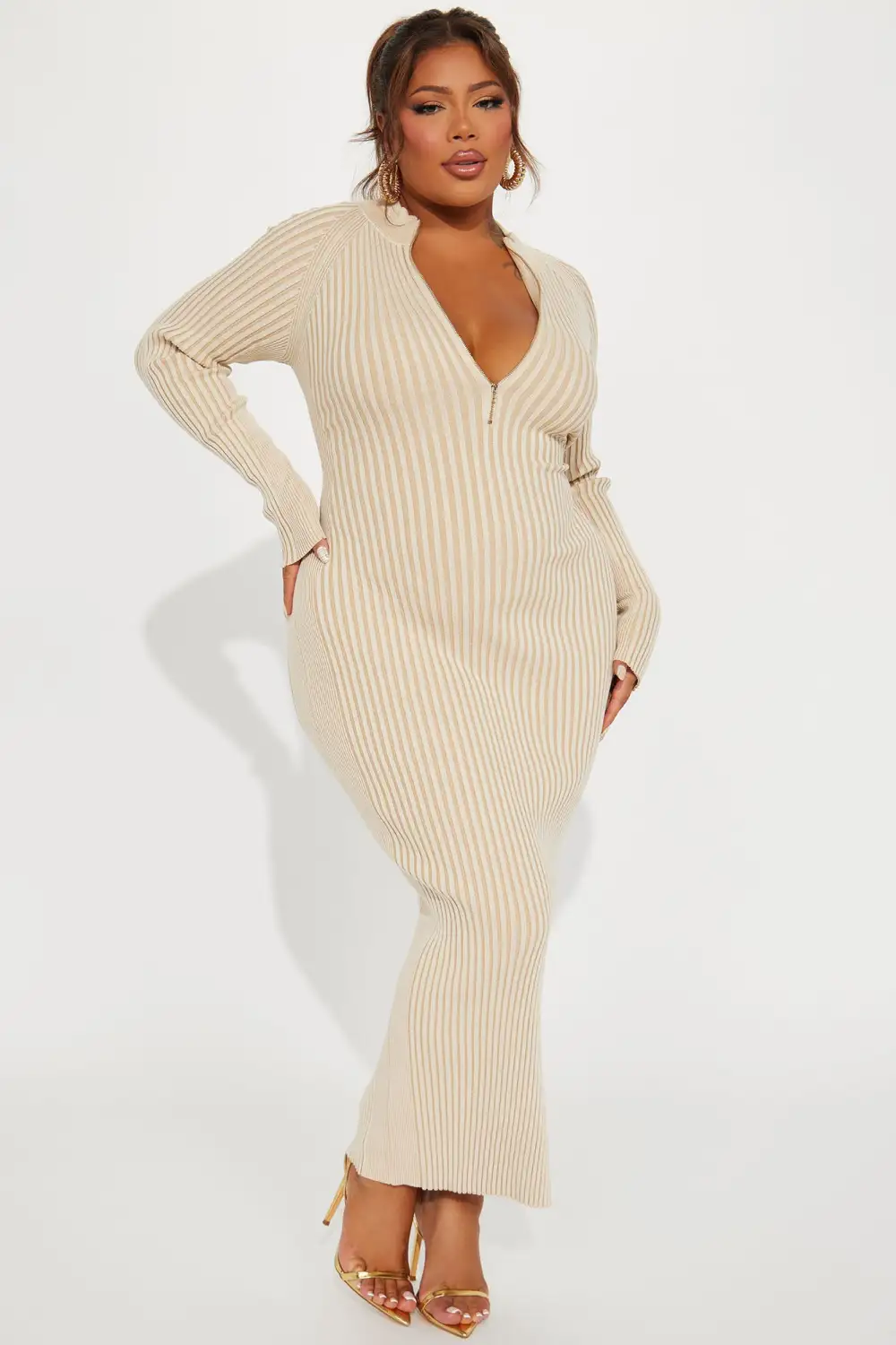 Keeping You Warm Sweater Maxi Dress - Cream