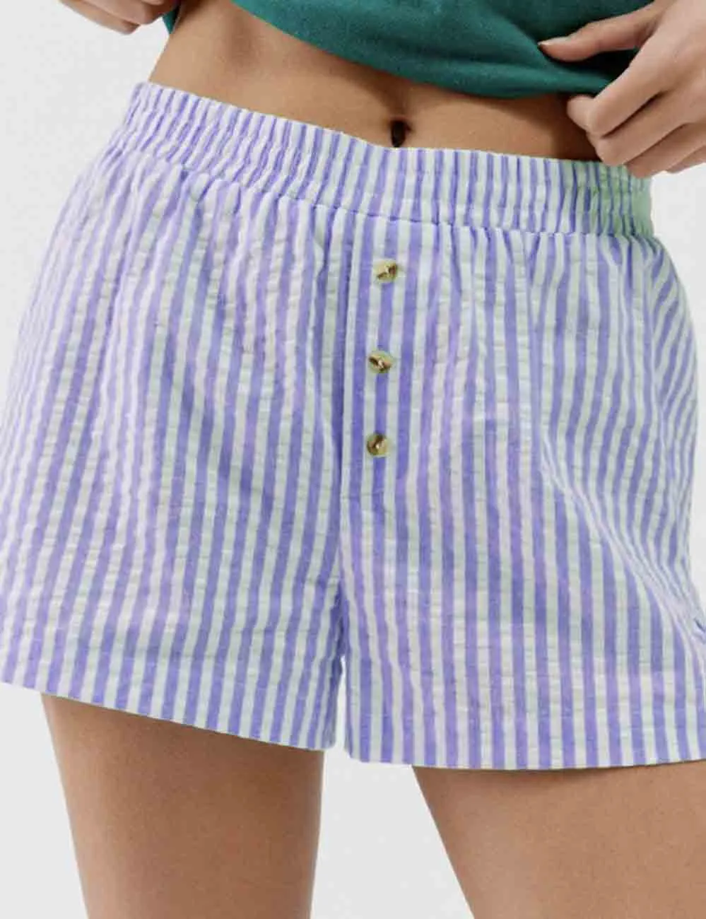 Color Block Stripe Waist Shorts