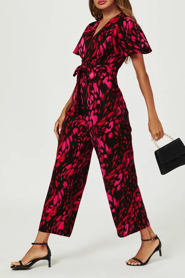 Black And Pink Art Print Women's Jumpsuit
