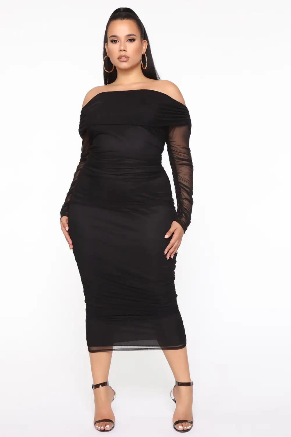 Top Trend Ruched Maxi Dress - Black