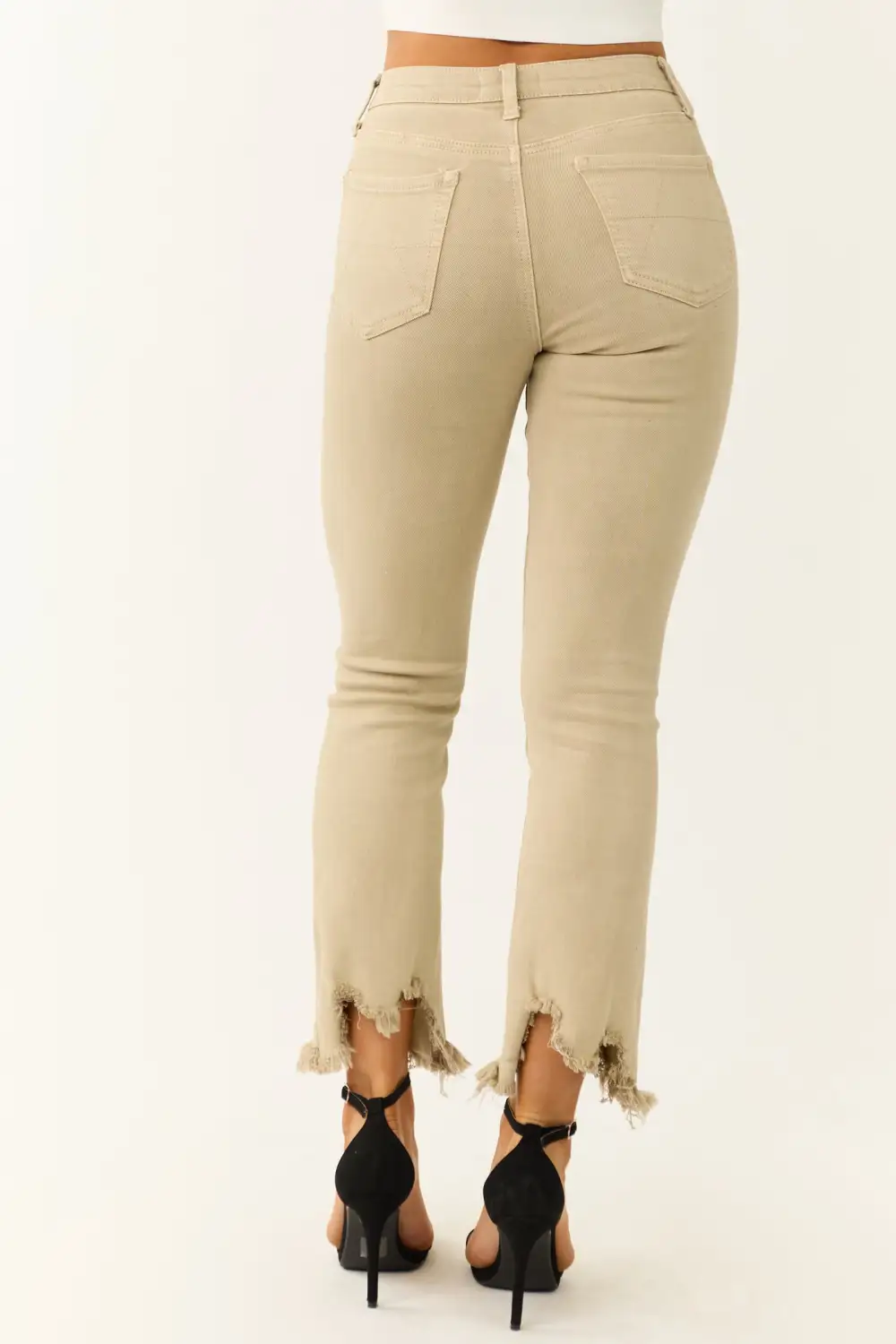 Beige Tummy Control Ankle Jeans